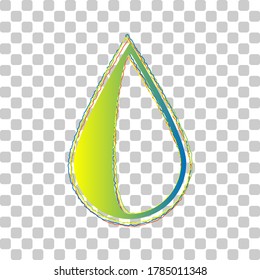 Drop sign. Blue to green gradient Icon with Four Roughen Contours on stylish transparent Background. Illustration.