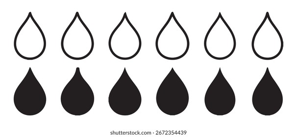 Conjunto de silueta de caída. paquete grande de diseño de Vector de ilustración e ícono de agua.