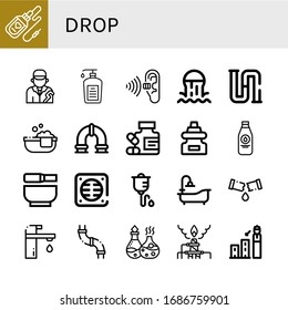 coloque iconos simples. Contiene iconos tales como suero, plomero, jabón líquido, contaminación, alcantarillado, tuberías, tubo de bata, tubería, medicina, tapón, frasco de leche, puede ser usado para web, móvil y logotipo