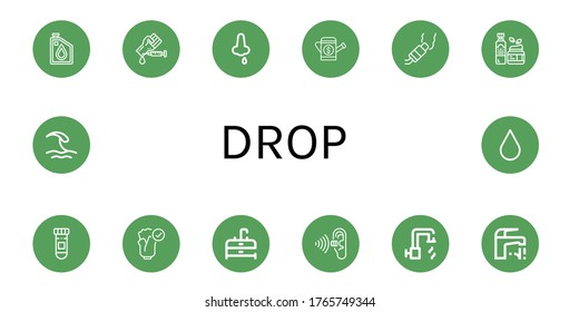 colocar iconos simples. Contiene iconos como aceite, análisis de sangre, sangrado de la nariz, lata de agua, contaminación, hidratante, medicina, natural, rosado, que se pueden usar para web, móvil y logotipo