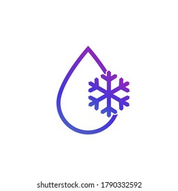 drop with snowflake, frozen water, ice icon