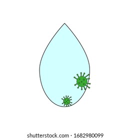 Tropfen des spitzen Virus auf weißem Hintergrund