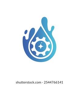Drop Splash Gear Factory Modern Icon Creative Technology Design Logo