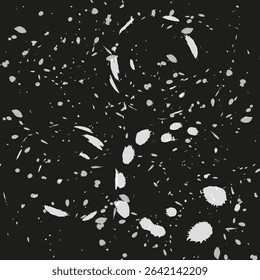 Drop splatter figure. Black abstract shape. Vector texture element. Dark background icon.