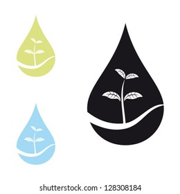 Drop and sprout. Vector. EPS-10 (non transparent elements,non gradient)