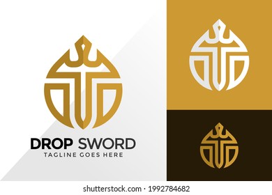 Drop Sword Logo Design, Brand Identity Logos Designs Vector Illustration Template