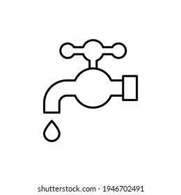 drop tap, water icon in flat black line style, isolated on white background 