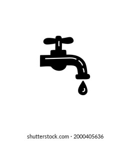 drop tap, water icon in solid black flat shape glyph icon, isolated on white background 