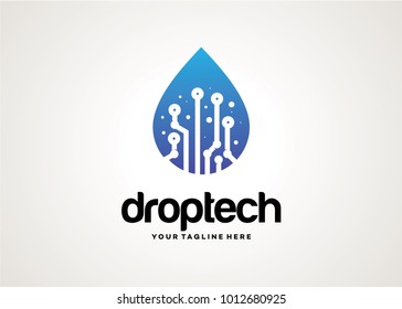 Drop Tech Shield Logo Template Design Vector, Design Concept, Creative Symbol