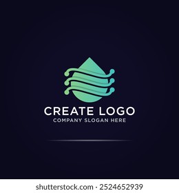 drop technology logo concept with around line
