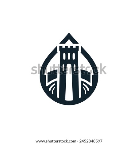 drop tower attraction logo vector illustration template design