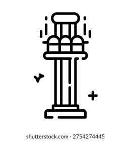 Drop tower icon line art for amusement park map and carnival ride design