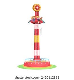 Drop Tower Rides Cartoon Illustration Vector