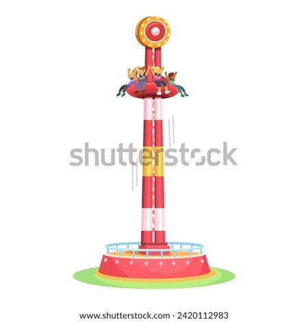 Drop Tower Rides Cartoon Illustration Vector