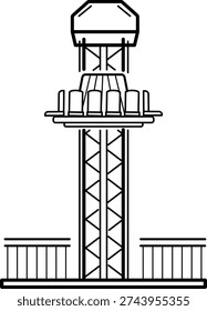 drop tower thrill ride concept, free fall amusement game vector icon design,