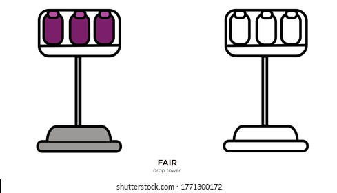 Drop tower vector illustration lineal color and filled design