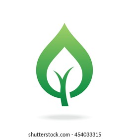 Drop and tree ecology icon.