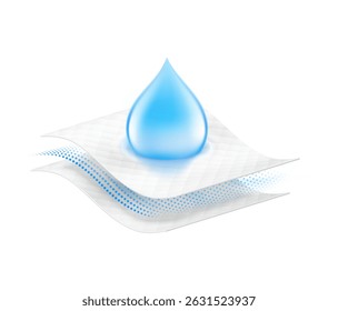 Drop with two wavy layers and an intermediate layer. Vector illustration isolated on white background. Template for your product. EPS10.	