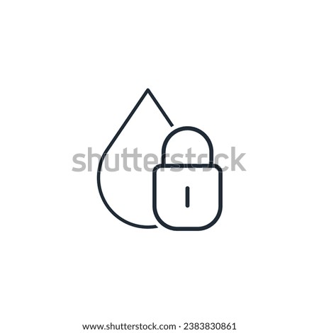 A drop under lock and key. Dry condition. No moisture.Vector linear icon isolated on white background.