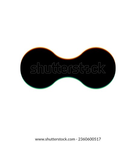 Drop union. Black Icon with vertical effect of color edge aberration at white background. Illustration.