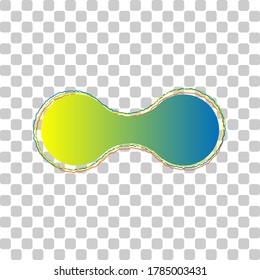 Drop union. Blue to green gradient Icon with Four Roughen Contours on stylish transparent Background. Illustration.