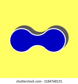 Drop union. Blue Icon with white stroke in 3d at yellow Background. Illustration.