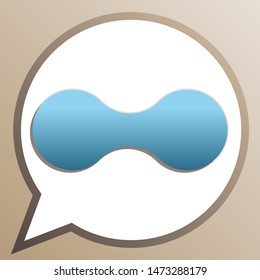 Drop union. Bright cerulean icon in white speech balloon at pale taupe background. Illustration.