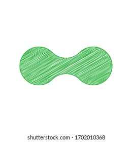 Drop union. Green scribble Icon with solid contour on white background. Illustration.