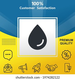 Drop vector glyph color icon. With yellow and blue background option