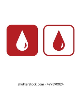 Drop vector icon. Blood drop. Red and white
