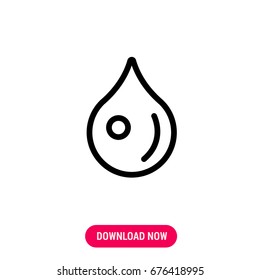 Drop vector icon, The outlined drop of water on the white background. Simple, modern flat vector illustration for mobile app, website or desktop app 