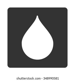 Drop vector icon. Style is flat rounded square button, white and gray colors, white background.