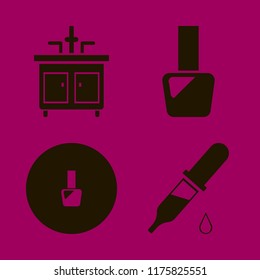 drop vector icons set. with faucet, nail polish and dropper pipette in set