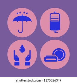 drop vector icons set. with umbrella, drop counter, cosmetic cream and hands drop in set