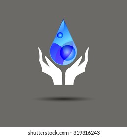 drop vector illustration hand protection water eco nature environment clean