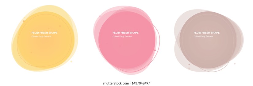 Drop Vector Shape Abstract Background Design Element for Banner, Sticker. Round Design Graphic Elements with Wavy Fresh Organic Circular Shape in Goldenrod, Mauvelous, Clam Shell Colors