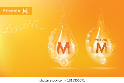 Drop vitamin M. Dietary supplement and healthy lifestyle. illustration vector EPS10.