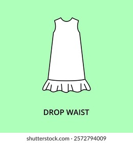 Drop waist dress vector icon editable stroke