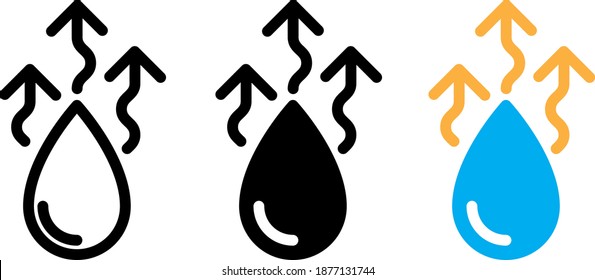 Drop Of Water And Arrow Symbolising Quick Drying, Vector Icon