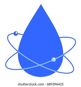 Drop of water with atom, vector art