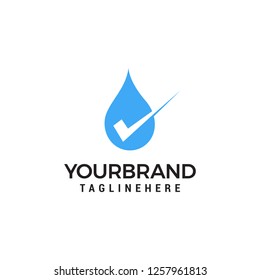 Drop Water Check Mark Icon Vector Logo Template