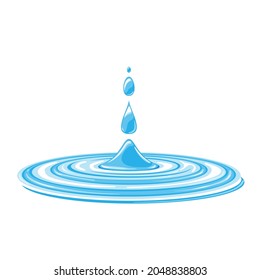 Drop water and  circle ripples surface vector illustration.