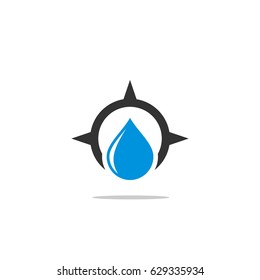 Drop Water Compass Logo Template Illustration Design. Vector EPS 10.