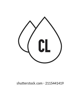 Dibujo vectorial del diseño de iconos de cloro que contiene agua de gota