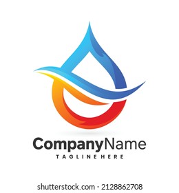 drop water cool and hot vector logo design