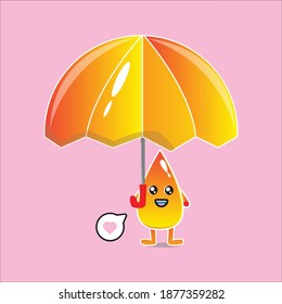 Drop of water with cute Character umbrella vector eps 10