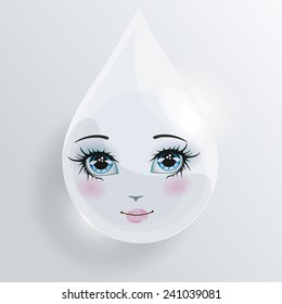 drop of water with cute face