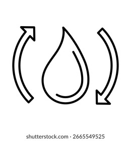 Drop water cycle icon. Aqua or liquid thin line illustration.