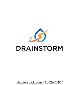 Drop Water Drain Storm Logo Vector Design