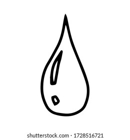 A Drop Of Water Drawn In The Doodle Style.Outline Drawing By Hand.Monochrome.A Single Drop.Vector Illustration